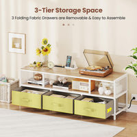 3-Tier Media Entertain Center with Power Outlets USB Charging
