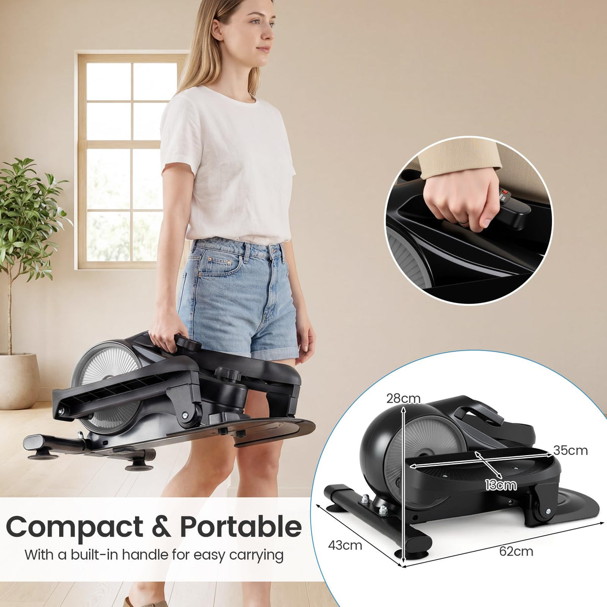 Under Desk Elliptical Pedal Exerciser, Adjustable Magnetic Resistance