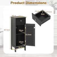 Small Bathroom Storage Cabinet with Adjustable Shelf and Drawer