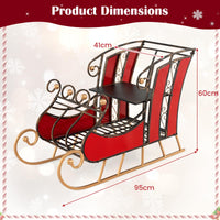 95cm Christmas Metal Sleigh Decoration with 2-Tier Shelf