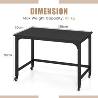 Giantex Rolling Computer Desk Mobile Writing Study Desk w/ 4 Universal Lockable Casters & Wooden Top & Metal Frame