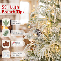 150/180cm Flocked Christmas Tree, Pre-Lit, Hinged