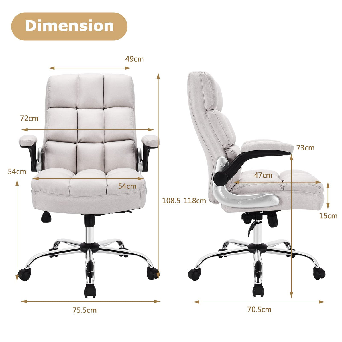 Giantex Gaming Office Chair w/Adjustable Height & Tilt Angle, Ergonomic Computer Chair (Beige)