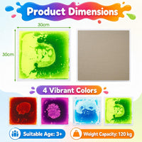 4-Pack Glow-in-the-Dark Liquid Sensory Floor Tiles 30 x 30 CM for Toddlers with Autism