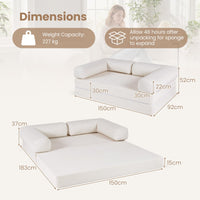 4-in-1 Folding Sofa Bed Convertible Futon Couch with Comfy Corduroy Cover