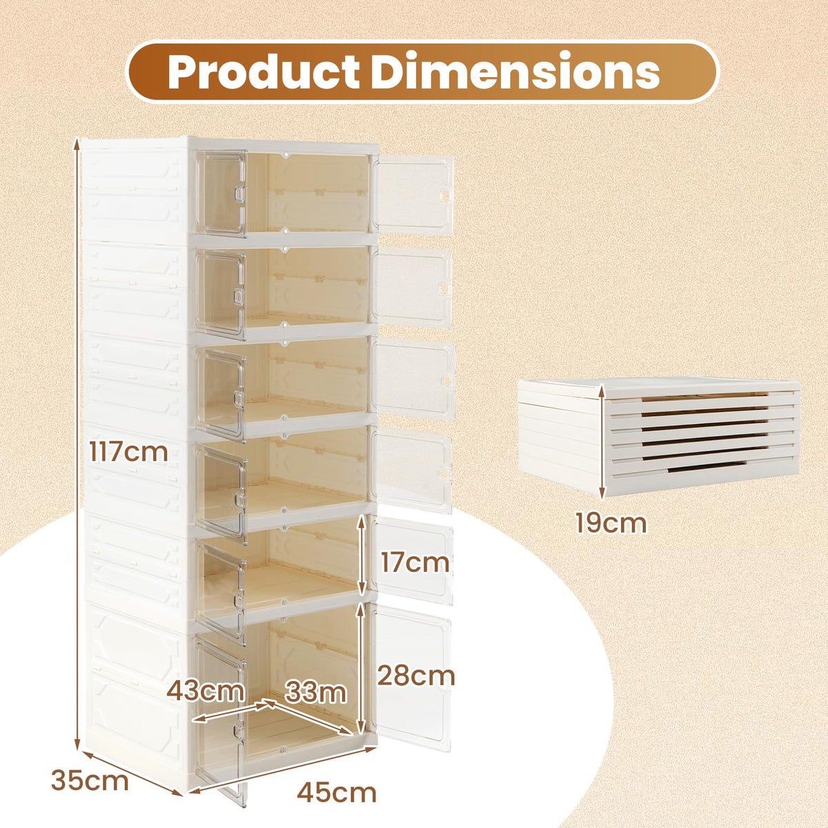 Foldable Shoe Rack Organizer 12-Pair 6-Tier Collapsible Shoe Cabinet