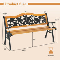 Giantex Outdoor Bench with Slatted Seat, Curved Armrests