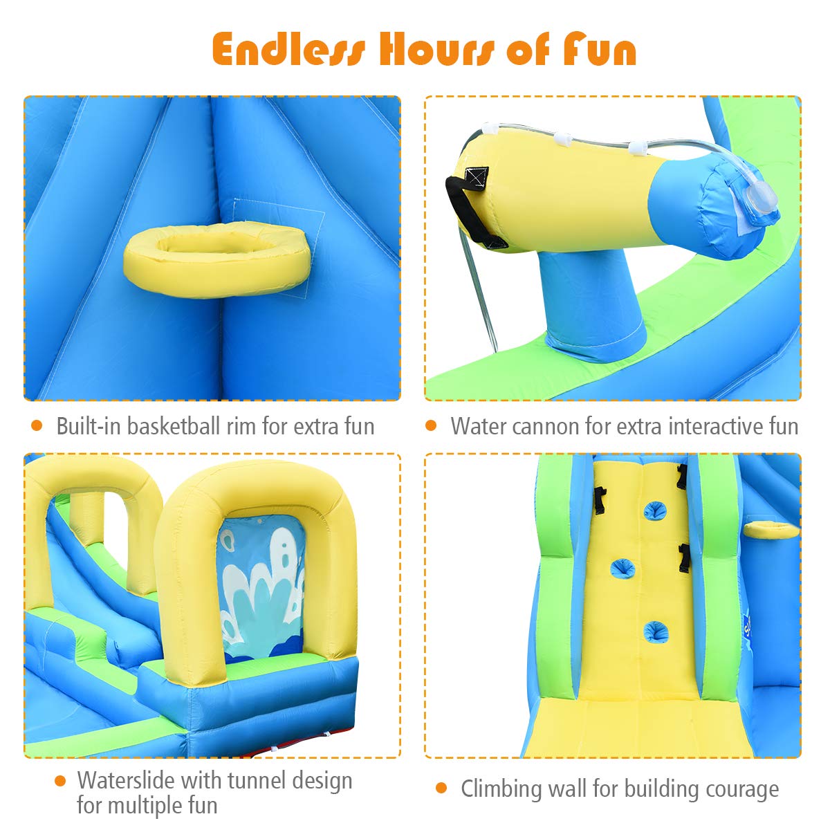 Sub 5 Box Water Inflatables Kids Inflatable Water Slide, 5 in 1 Giant Water Slide Bouncer Park w/S ...