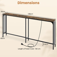 180cm Console Table w/Power Outlet, Narrow Sofa Table