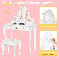 Kids Vanity Set with 360° Rotatable Mirror & Whiteboard for Kids Aged 3 +