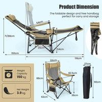 2 in 1 Folding Camping Lounge Chair with Detachable Footrest for Fishing Picnics