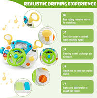 Kids Steering Wheel Simulated Driving Toy Set with Lights & Sounds