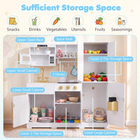 Wooden Play Kitchen with Lights & Sounds and Sink Stove Oven for Kids Ages 3+