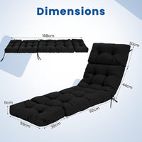 Black Outdoor Lounge Chair with 4-Position Backrest and Removable Lounge Cushion