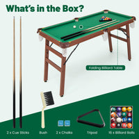 Folding Pool Table Set Portable Billiards Table Game w/Foldable Legs, Adjustable Foot Levelers