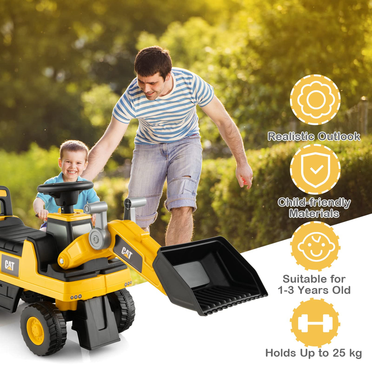 Kids Ride-on Excavator Construction Bulldozer Truck with Adjustable Bucket