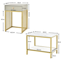 Giantex 2-Piece Nesting Coffee Table Set w/Drawer & Shelf, 2-in-1 Compact Sofa Side Table Set w/Steel Frame