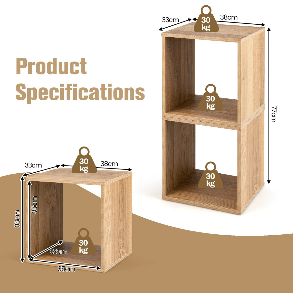 Giantex Stackable 2-Tier Storage Cube, Home Cubby Organize