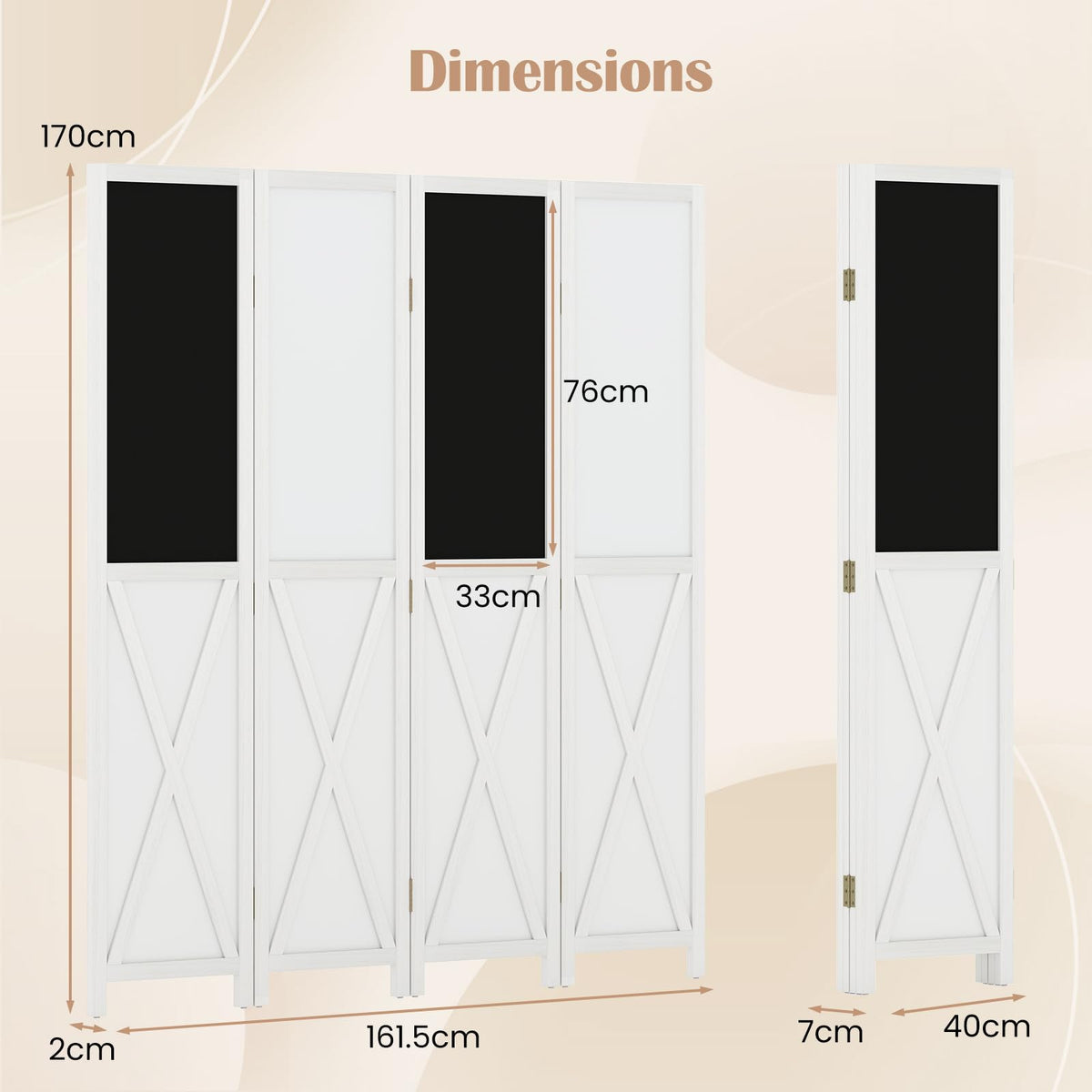 Giantex 170 CM Tall 4-Panel Room Divider with 2 Blackboards & 2 Whiteboards