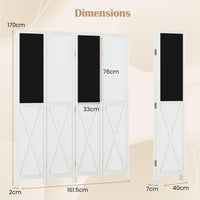 Giantex 170 CM Tall 4-Panel Room Divider with 2 Blackboards & 2 Whiteboards