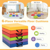 6 PCS Square Floor Cushions, Soft Sponge Floor Pillows
