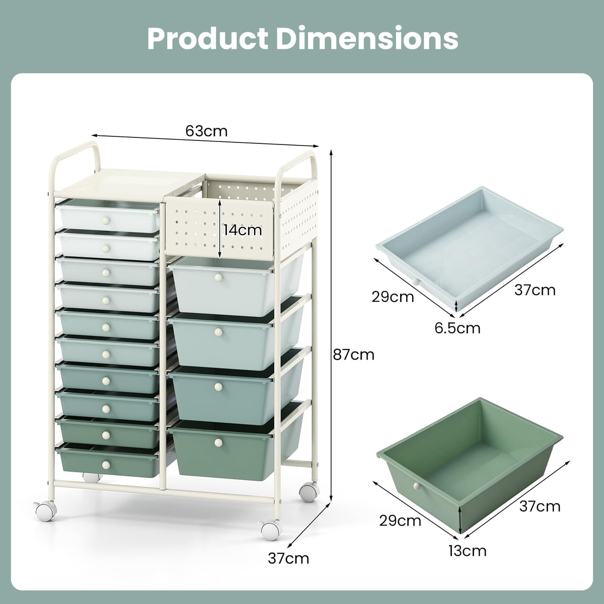 Giantex 14-Drawer Rolling Cart on Wheels