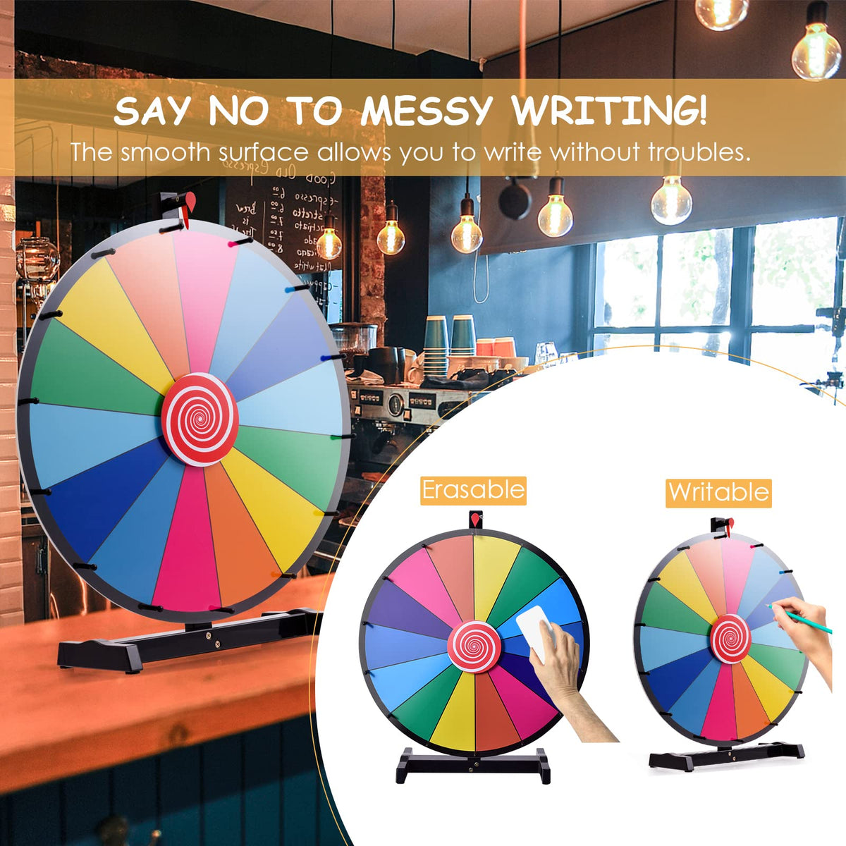24” Table Prize Wheel with 14 Slots & Dry Erase Markers & Eraser