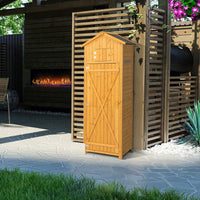 Garden Storage Shed, 180.5CM Tall Outdoor Storage Cabinet with Lockable Doors