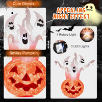 182CM Halloween Blow Up Pumpkin and Ghost Combo with Built-in LED and Blower