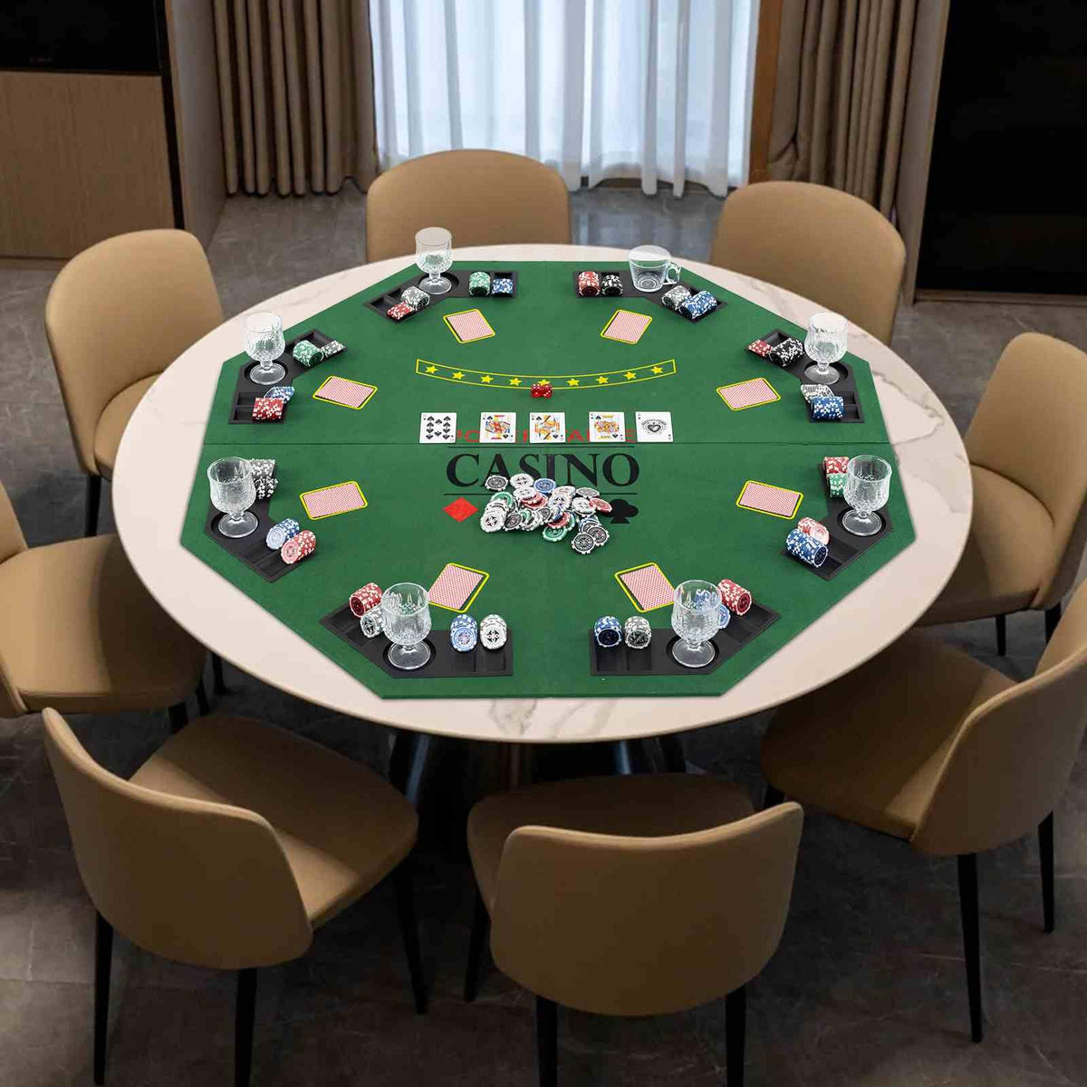 1.2M Poker Table Top - 8 Player Foldable Texas Holdem Poker Table Topper w/Carrying Bag