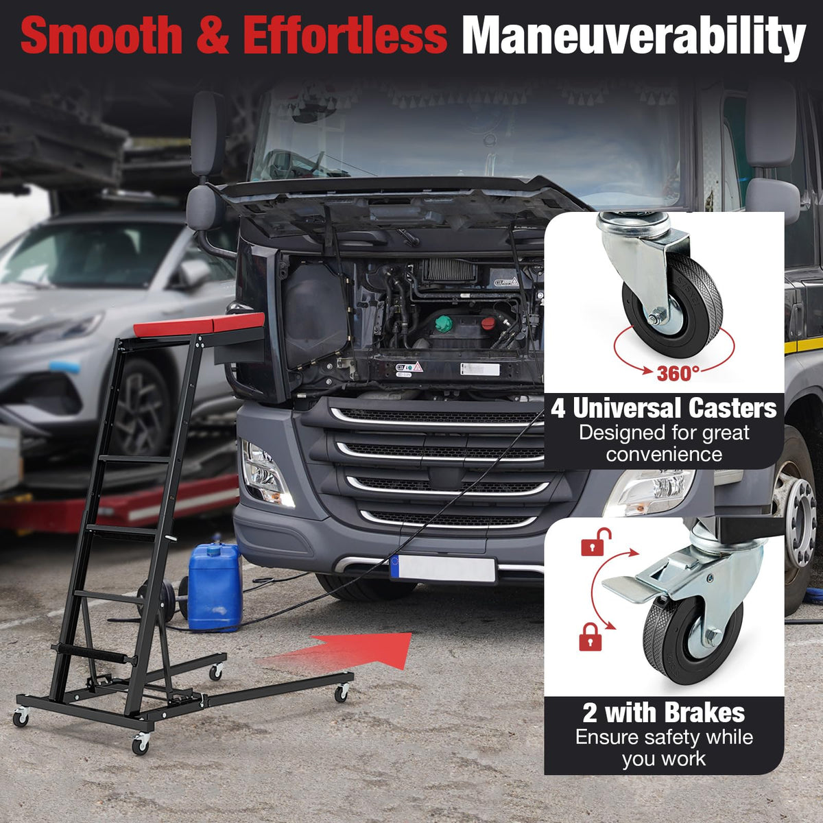 Foldable Topside Automotive Engine Creeper, 180 kg Capacity High Top Creeper Workstation