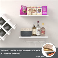 Giantex Set of 5 Wall Mounted Wine Rack Set w/Storage Shelves and Glass Holder