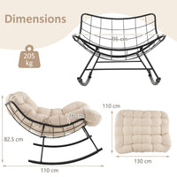 Oversized Papasan Chair with Padded Cushion & Metal Frame