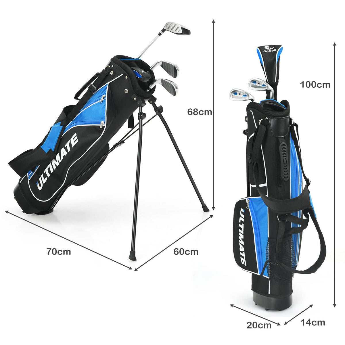 Junior Complete Golf Club Set for Age 8 to 13, Includes 3# Fairway Wood, 7# & 9# Irons, Putter, Head Cover