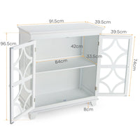 Giantex Buffet Sideboard, Freestanding Kitchen Cupboard, Adjustable Shelf & 2-Door Cabinet, Glass Door