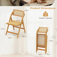 Rattan Cane Folding Chairs Set of 2