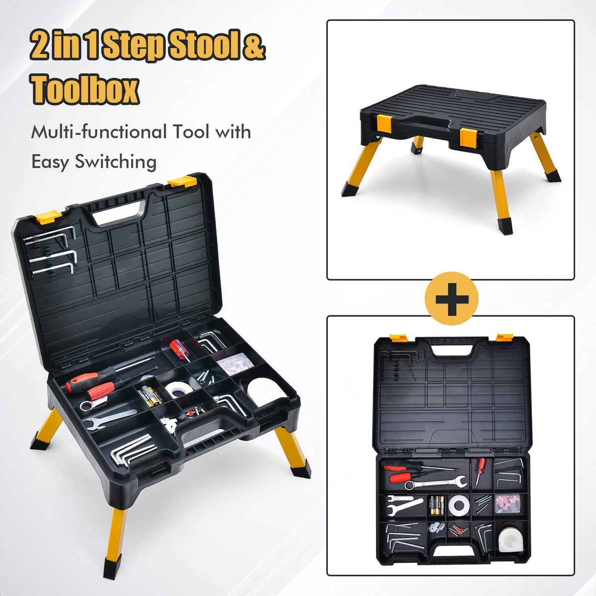 Folding Step Ladder with Wide Pedal for Kitchen
