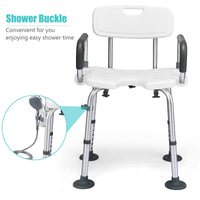 Non-Slip Shower Chair with Shower Buckle and U-Shaped Cutout
