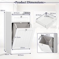 Tilt-Out Laundry Hamper Cabinet Freestanding Bathroom Storage Cabinet with 1/2 Shelf