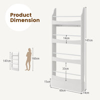 4-Tier Kids Bookcase with 2 Anti-Tipping Kits & Guardrails