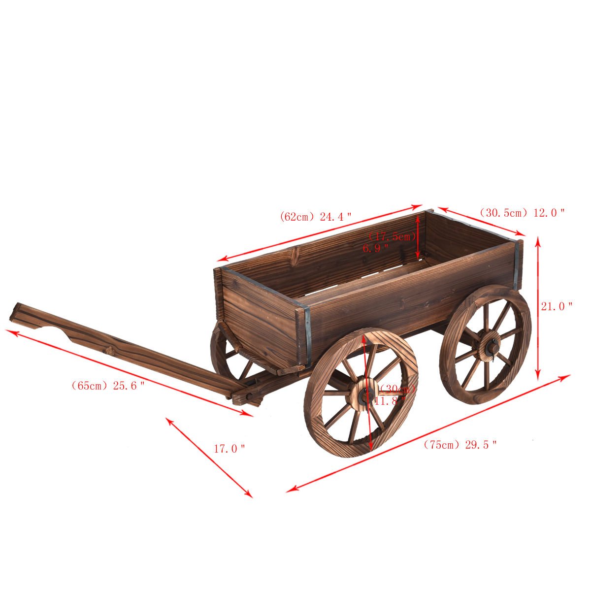Giantex Wood Wagon Flower Planter Pot Stand