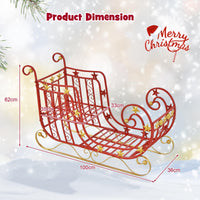 Red Santa Sleigh, Metal Christmas Santa Sleigh