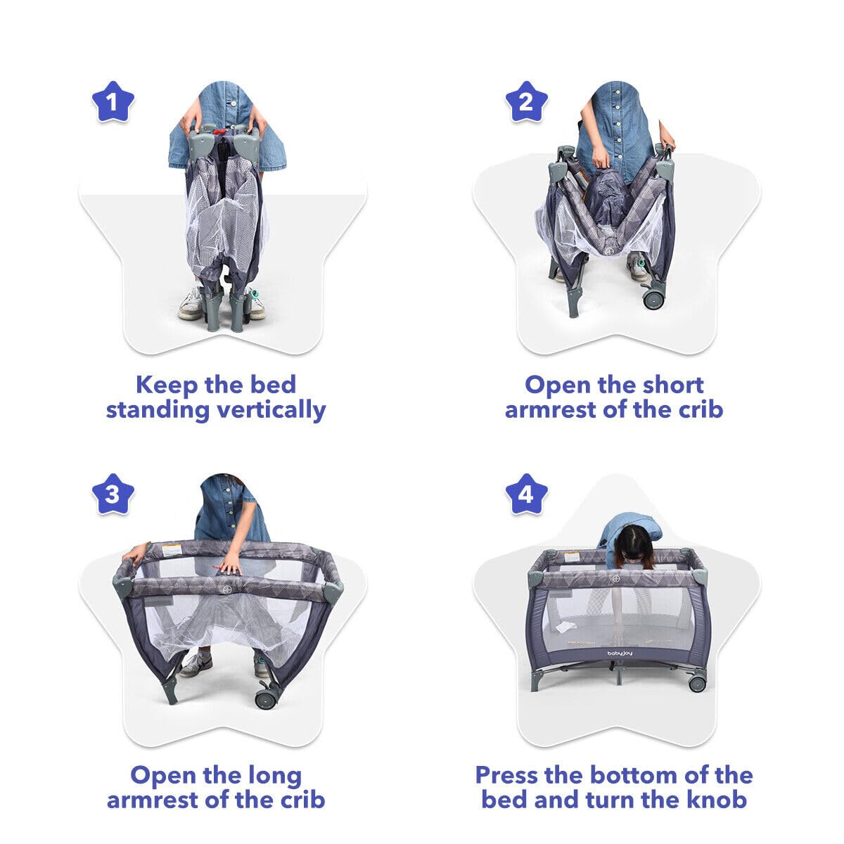 Portable Baby Bassinet, 3 in 1 Baby Travel Cot Activity Center with Changing Table
