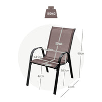Set of 4 Outdoor Patio Chairs, Stackable Armchair with Weather-Resistant Fabric