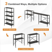 Giantex Folding Storage Shelves, 5-Tier Metal Collapsible Shelves with Wheels