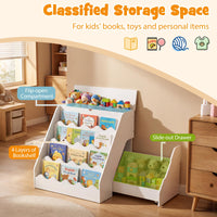 2-In-1 Kids Bookshelf and Toy Storage Organizer with Cart and Bookcase