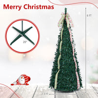 1.8M/2.1M Artificial Christmas Tree with Tree Topper Bow and 4 Ribbons