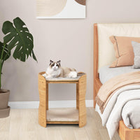 Cute Bamboo Cat Tree with Double Beds and Removable Cushions