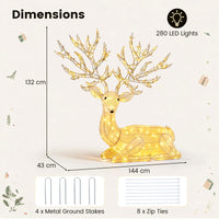 Lighted Kneeling Christmas Reindeer with 280 Warm White LED Lights