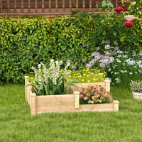 Outdoor Elevated Planter Box with Open-Ended Base for Garden